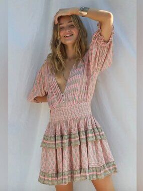 Jens Pirate Booty Daydream Floral Petit Mini Dress in Nectar Pink XS